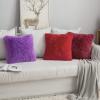 MIULEE Pack of 2 Luxury Faux Fur Throw Pillow Cover Deluxe Winter Decorative Plush Pillow Case Cushion Cover Shell for Sofa Bedroom Car 16 x 16 Inch Beige(Purple)