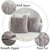 MIULEE Pack of 2 Luxury Faux Fur Throw Pillow Cover Deluxe Winter Decorative Plush Pillow Case Cushion Cover Shell for Sofa Bedroom Car 16 x 16 Inch Beige(Grey)