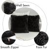 MIULEE Pack of 2 Luxury Faux Fur Throw Pillow Cover Deluxe Winter Decorative Plush Pillow Case Cushion Cover Shell for Sofa Bedroom Car 16 x 16 Inch Beige(Black)