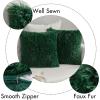 MIULEE Pack of 2 Luxury Faux Fur Throw Pillow Cover Deluxe Winter Decorative Plush Pillow Case Cushion Cover Shell for Sofa Bedroom Car 16 x 16 Inch Beige(Dark Green)