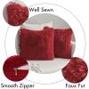 MIULEE Pack of 2 Luxury Faux Fur Throw Pillow Cover Deluxe Winter Decorative Plush Pillow Case Cushion Cover Shell for Sofa Bedroom Car 16 x 16 Inch Beige(Red)