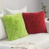 MIULEE Pack of 2 Luxury Faux Fur Throw Pillow Cover Deluxe Winter Decorative Plush Pillow Case Cushion Cover Shell for Sofa Bedroom Car 16 x 16 Inch Beige(Red)