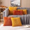 MIULEE Pack of 2 Luxury Faux Fur Throw Pillow Cover Deluxe Winter Decorative Plush Pillow Case Cushion Cover Shell for Sofa Bedroom Car 16 x 16 Inch Beige(Burnt Orange)