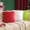 MIULEE Pack of 2 Luxury Faux Fur Throw Pillow Cover Deluxe Winter Decorative Plush Pillow Case Cushion Cover Shell for Sofa Bedroom Car 16 x 16 Inch Beige(Green)