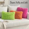 MIULEE Pack of 2 Luxury Faux Fur Throw Pillow Cover Deluxe Winter Decorative Plush Pillow Case Cushion Cover Shell for Sofa Bedroom Car 16 x 16 Inch Beige(Purple)