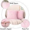 MIULEE Pack of 2 Luxury Faux Fur Throw Pillow Cover Deluxe Winter Decorative Plush Pillow Case Cushion Cover Shell for Sofa Bedroom Car 16 x 16 Inch Beige(Pink)