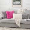 MIULEE Pack of 2 Luxury Faux Fur Throw Pillow Cover Deluxe Winter Decorative Plush Pillow Case Cushion Cover Shell for Sofa Bedroom Car 16 x 16 Inch Beige(Hot Pink)