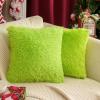 MIULEE Pack of 2 Luxury Faux Fur Throw Pillow Cover Deluxe Winter Decorative Plush Pillow Case Cushion Cover Shell for Sofa Bedroom Car 16 x 16 Inch Beige(Green)