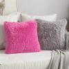 MIULEE Pack of 2 Luxury Faux Fur Throw Pillow Cover Deluxe Winter Decorative Plush Pillow Case Cushion Cover Shell for Sofa Bedroom Car 16 x 16 Inch Beige(Hot Pink)