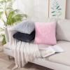 MIULEE Pack of 2 Luxury Faux Fur Throw Pillow Cover Deluxe Winter Decorative Plush Pillow Case Cushion Cover Shell for Sofa Bedroom Car 16 x 16 Inch Beige(Pink)