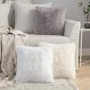 MIULEE Pack of 2 Luxury Faux Fur Throw Pillow Cover Deluxe Winter Decorative Plush Pillow Case Cushion Cover Shell for Sofa Bedroom Car 16 x 16 Inch Beige(Beige)