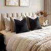 MIULEE Pack of 2 Navy Blue Decorative Velvet Throw Pillow Cover Soft Pillow Cover Soild Square Cushion Case for Sofa Bedroom Car 18x 18 Inch 45x 45cm(Black)