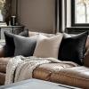 MIULEE Pack of 2 Navy Blue Decorative Velvet Throw Pillow Cover Soft Pillow Cover Soild Square Cushion Case for Sofa Bedroom Car 18x 18 Inch 45x 45cm(Black)