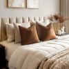 MIULEE Pack of 2 Navy Blue Decorative Velvet Throw Pillow Cover Soft Pillow Cover Soild Square Cushion Case for Sofa Bedroom Car 18x 18 Inch 45x 45cm(Brown)