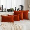 MIULEE Pack of 2 Navy Blue Decorative Velvet Throw Pillow Cover Soft Pillow Cover Soild Square Cushion Case for Sofa Bedroom Car 18x 18 Inch 45x 45cm(Burnt Orange)