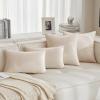 MIULEE Pack of 2 Navy Blue Decorative Velvet Throw Pillow Cover Soft Pillow Cover Soild Square Cushion Case for Sofa Bedroom Car 18x 18 Inch 45x 45cm(Cream White)