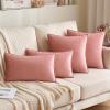 MIULEE Pack of 2 Navy Blue Decorative Velvet Throw Pillow Cover Soft Pillow Cover Soild Square Cushion Case for Sofa Bedroom Car 18x 18 Inch 45x 45cm(Dark Pink)