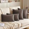 MIULEE Pack of 2 Navy Blue Decorative Velvet Throw Pillow Cover Soft Pillow Cover Soild Square Cushion Case for Sofa Bedroom Car 18x 18 Inch 45x 45cm(Dark Coffee)