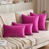 MIULEE Pack of 2 Navy Blue Decorative Velvet Throw Pillow Cover Soft Pillow Cover Soild Square Cushion Case for Sofa Bedroom Car 18x 18 Inch 45x 45cm(Hot Pink)