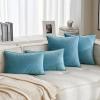 MIULEE Pack of 2 Navy Blue Decorative Velvet Throw Pillow Cover Soft Pillow Cover Soild Square Cushion Case for Sofa Bedroom Car 18x 18 Inch 45x 45cm(Light Blue)