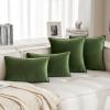 MIULEE Pack of 2 Navy Blue Decorative Velvet Throw Pillow Cover Soft Pillow Cover Soild Square Cushion Case for Sofa Bedroom Car 18x 18 Inch 45x 45cm(Moss Green)