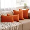 MIULEE Pack of 2 Navy Blue Decorative Velvet Throw Pillow Cover Soft Pillow Cover Soild Square Cushion Case for Sofa Bedroom Car 18x 18 Inch 45x 45cm(Orange)