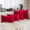 MIULEE Pack of 2 Navy Blue Decorative Velvet Throw Pillow Cover Soft Pillow Cover Soild Square Cushion Case for Sofa Bedroom Car 18x 18 Inch 45x 45cm(Red)