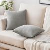 MIULEE Pack of 2 Orange Decorative Pillow Covers 16×16 Inch Soft Chenille Couch Throw Pillows Farmhouse Cushion Covers for Home Decor Sofa Bedroom Living Room(Light Grey)