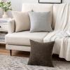 MIULEE Pack of 2 Orange Decorative Pillow Covers 16×16 Inch Soft Chenille Couch Throw Pillows Farmhouse Cushion Covers for Home Decor Sofa Bedroom Living Room(Light Grey)