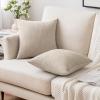 MIULEE Pack of 2 Orange Decorative Pillow Covers 16×16 Inch Soft Chenille Couch Throw Pillows Farmhouse Cushion Covers for Home Decor Sofa Bedroom Living Room(Beige)