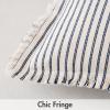 MIULEE Pack of 2 Rust Pillow Covers 26×26 Inch Striped Farmhouse Couch Throw Pillow Covers with Fringe Chic Linen Decorative Cushion Eruo Sham for Sofa Living Room Bed Outdoor Home Decor(Navy Blue)