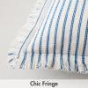 MIULEE Pack of 2 Rust Pillow Covers 26×26 Inch Striped Farmhouse Couch Throw Pillow Covers with Fringe Chic Linen Decorative Cushion Eruo Sham for Sofa Living Room Bed Outdoor Home Decor(Royal Blue)