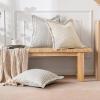 MIULEE Pack of 2 Rust Pillow Covers 26×26 Inch Striped Farmhouse Couch Throw Pillow Covers with Fringe Chic Linen Decorative Cushion Eruo Sham for Sofa Living Room Bed Outdoor Home Decor(Black)