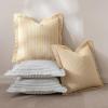 MIULEE Pack of 2 Rust Pillow Covers 26×26 Inch Striped Farmhouse Couch Throw Pillow Covers with Fringe Chic Linen Decorative Cushion Eruo Sham for Sofa Living Room Bed Outdoor Home Decor(Light Blue)