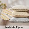 MIULEE Pack of 2 Rust Pillow Covers 26×26 Inch Striped Farmhouse Couch Throw Pillow Covers with Fringe Chic Linen Decorative Cushion Eruo Sham for Sofa Living Room Bed Outdoor Home Decor(Yellow)