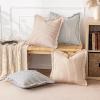 MIULEE Pack of 2 Rust Pillow Covers 26×26 Inch Striped Farmhouse Couch Throw Pillow Covers with Fringe Chic Linen Decorative Cushion Eruo Sham for Sofa Living Room Bed Outdoor Home Decor(Rust)
