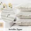 MIULEE Pack of 2 Rust Pillow Covers 26×26 Inch Striped Farmhouse Couch Throw Pillow Covers with Fringe Chic Linen Decorative Cushion Eruo Sham for Sofa Living Room Bed Outdoor Home Decor(Sage Green)