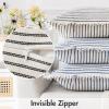 MIULEE Pack of 2 Rust Pillow Covers 26×26 Inch Striped Farmhouse Couch Throw Pillow Covers with Fringe Chic Linen Decorative Cushion Eruo Sham for Sofa Living Room Bed Outdoor Home Decor(Black)