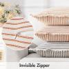 MIULEE Pack of 2 Rust Pillow Covers 26×26 Inch Striped Farmhouse Couch Throw Pillow Covers with Fringe Chic Linen Decorative Cushion Eruo Sham for Sofa Living Room Bed Outdoor Home Decor(Rust)
