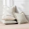 MIULEE Pack of 2 Rust Pillow Covers 26×26 Inch Striped Farmhouse Couch Throw Pillow Covers with Fringe Chic Linen Decorative Cushion Eruo Sham for Sofa Living Room Bed Outdoor Home Decor(Olive Green)