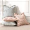 MIULEE Pack of 2 Rust Pillow Covers 26×26 Inch Striped Farmhouse Couch Throw Pillow Covers with Fringe Chic Linen Decorative Cushion Eruo Sham for Sofa Living Room Bed Outdoor Home Decor(Dark Green)
