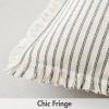 MIULEE Pack of 2 Rust Pillow Covers 26×26 Inch Striped Farmhouse Couch Throw Pillow Covers with Fringe Chic Linen Decorative Cushion Eruo Sham for Sofa Living Room Bed Outdoor Home Decor(Gray)