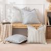 MIULEE Pack of 2 Rust Pillow Covers 26×26 Inch Striped Farmhouse Couch Throw Pillow Covers with Fringe Chic Linen Decorative Cushion Eruo Sham for Sofa Living Room Bed Outdoor Home Decor(Royal Blue)