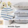 MIULEE Pack of 2 Rust Pillow Covers 26×26 Inch Striped Farmhouse Couch Throw Pillow Covers with Fringe Chic Linen Decorative Cushion Eruo Sham for Sofa Living Room Bed Outdoor Home Decor(Royal Blue)