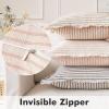 MIULEE Pack of 2 Rust Pillow Covers 26×26 Inch Striped Farmhouse Couch Throw Pillow Covers with Fringe Chic Linen Decorative Cushion Eruo Sham for Sofa Living Room Bed Outdoor Home Decor(Pink)