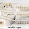 MIULEE Pack of 2 Rust Pillow Covers 26×26 Inch Striped Farmhouse Couch Throw Pillow Covers with Fringe Chic Linen Decorative Cushion Eruo Sham for Sofa Living Room Bed Outdoor Home Decor(Khaki)