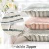 MIULEE Pack of 2 Rust Pillow Covers 26×26 Inch Striped Farmhouse Couch Throw Pillow Covers with Fringe Chic Linen Decorative Cushion Eruo Sham for Sofa Living Room Bed Outdoor Home Decor(Dark Green)