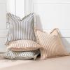 MIULEE Pack of 2 Rust Pillow Covers 26×26 Inch Striped Farmhouse Couch Throw Pillow Covers with Fringe Chic Linen Decorative Cushion Eruo Sham for Sofa Living Room Bed Outdoor Home Decor(Orange)