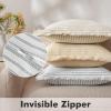 MIULEE Pack of 2 Rust Pillow Covers 26×26 Inch Striped Farmhouse Couch Throw Pillow Covers with Fringe Chic Linen Decorative Cushion Eruo Sham for Sofa Living Room Bed Outdoor Home Decor(Light Blue)