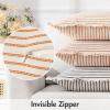 MIULEE Pack of 2 Rust Pillow Covers 26×26 Inch Striped Farmhouse Couch Throw Pillow Covers with Fringe Chic Linen Decorative Cushion Eruo Sham for Sofa Living Room Bed Outdoor Home Decor(Orange)